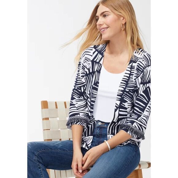 Chico’s Palm Print Cardigan women’s size M - Picture 2 of 10